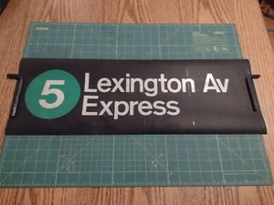 NYC Subway IRT Side Route Rollsign Piece lg - (5) Lexington Av Express - Picture 1 of 5