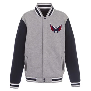 NHL Washington Capitals Reversible Full Snap Fleece Jacket JHD 2 Front Logos - Picture 1 of 5