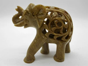SCULPTURE / FIGURINE / STATUETTE ÉLÉPHANT & ÉLÉPHANTEAU EN PIERRE DURE NÉPHRITE - Picture 1 of 7