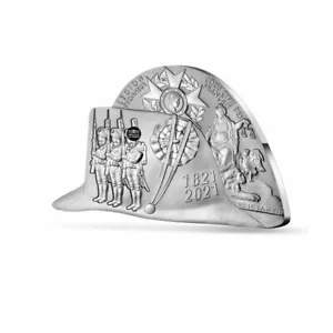 NAPOLEONE BONAPARTE Cappello Bicorno 200° Anniversario della Morte Moneta d'Argento 10€ Euro - Foto 1 di 2
