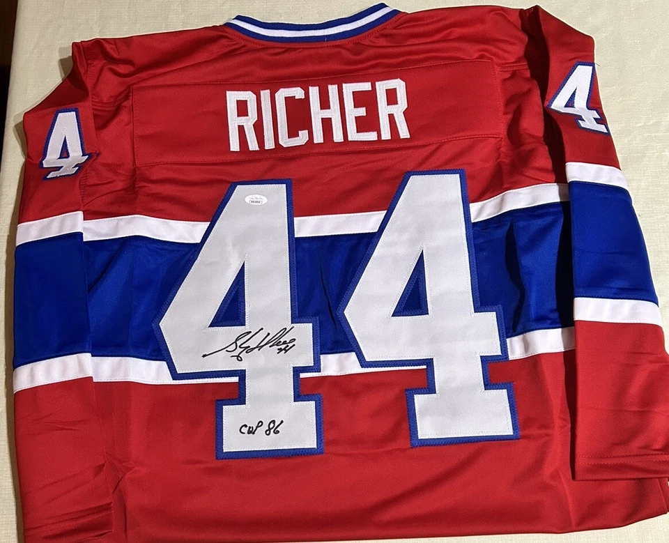 Camiseta deportiva de hockey personalizada autografiada por Stephane Richer JSA talla XL Foto 1 de 2