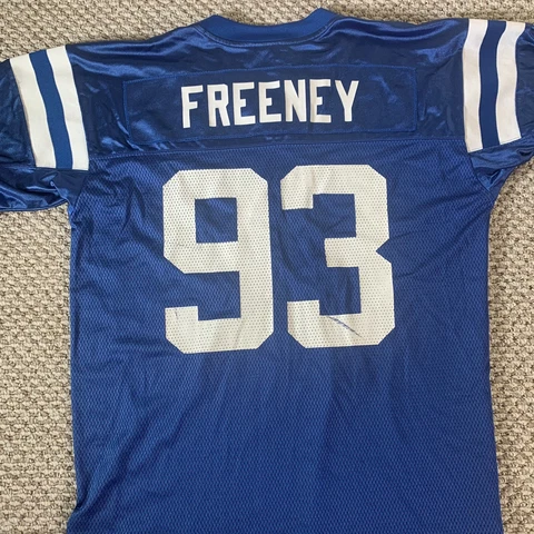 Dwight Freeney #93 Reebok NFL Equipment Men's L Blue Indianapolis Colts Jersey Cover