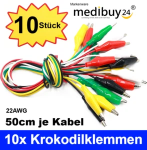 10x Krokodilklemmen Prüfklemmen Kabel Messleitung Messkabel Klemme Prüfleitung ✅ - Bild 1 von 10