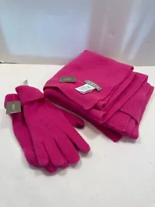 NEW with TAGS J.Crew Ribbed Scarf in Supersoft Yarn (Pink) with Matching Gloves - Picture 1 of 5