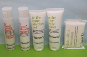 THIS WORKS IN THE ZONE TRANSIT Shampoo Conditioner Lotion Soap Travel SAMPLE Sz