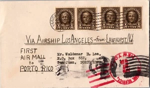 1925 USA NJ Lakehurst USS Los Angeles Airship Cover to Puerto Rico San Juan - Picture 1 of 2