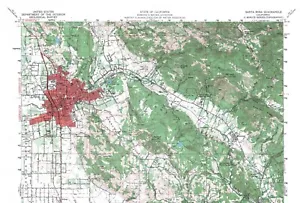 Santa Rosa Quadrangle, California 1954 Topo Map USGS 15 Minute Topographic - Picture 1 of 2