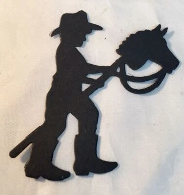 Cowboy Stick Horse Die Cuts * Set of 12 * Black or Kraft Cardstock - Image 1 of 4