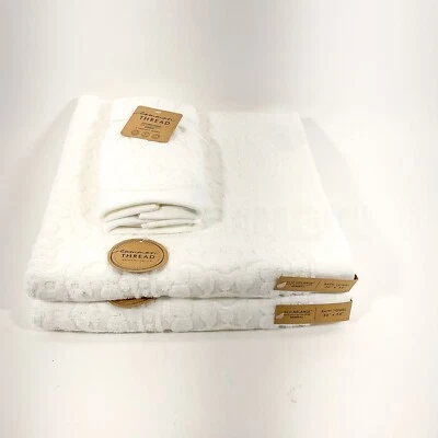 Common Thread 2 Bath & 2  Fingertip Towels White 4 Pc Set Eco-Melange Bamboo - Image 1 of 4