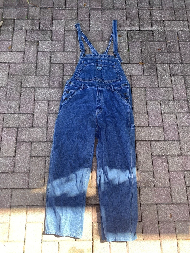 Mono Paco Vintage Para Hombre Grande Azul Denim Carpintero Babero Mono Años 90 Foto 1 de 4