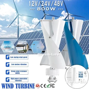 Vertical Axis Wind Turbine Generator 800W Power Windmill 12V 24V 48V Controller - Foto 1 di 24
