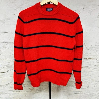 Lands End Striped Sweater 100% Shetland Wool Crewneck Made in England Vintage - Image 1 of 4