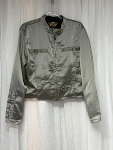 Harley Davison Jacke Damen Large Reflektierend Silber Mesh Biker Metallic Jacket - Bild 1 von 12
