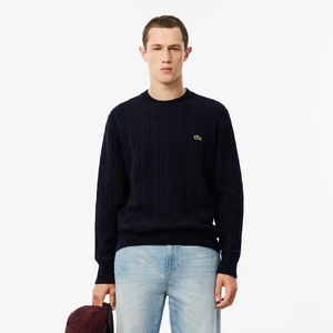 LACOSTE UOMO MAGLIA LANA TRECCE GIROCOLLO art. AH2924 166 Bleu Marine - Picture 1 of 5
