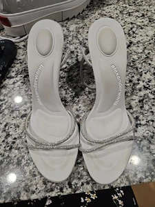 Sandalias de tacón alto Alexander Wang Dahlia adornadas con cristal en gris 1/... - Imagen 1 de 4