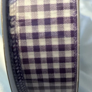 Kirkland Wire-Edged Ribbon 1.5" Wide 50 YD Gift Wrap Ribbon Purple/White Checker - Picture 1 of 8