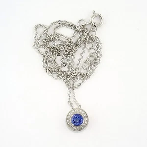 BLUE SAPPHIRE AND .925 SILVER PENDENT AND CHAIN QUALITY, 50% OFF SALE, J32 - Picture 1 of 2