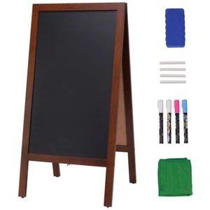 40" Double Sided Wood A-Frame Sidewalk Chalkboard Menu Display Easel Signs - Picture 1 of 12