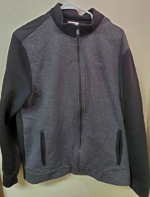 Chaqueta para hombre Calvin Klein cremallera completa polar cuello falso (NEGRO/GRIS XL) LIGERAMENTE USADA Foto 1 de 3