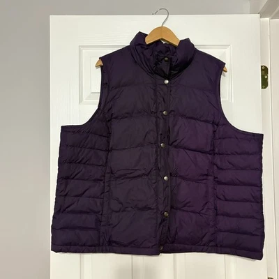 Lands' End Down Quilted Puffer Vest Womens 3X 24W-26W Purple Snap Front Pockets - Image 1 of 3