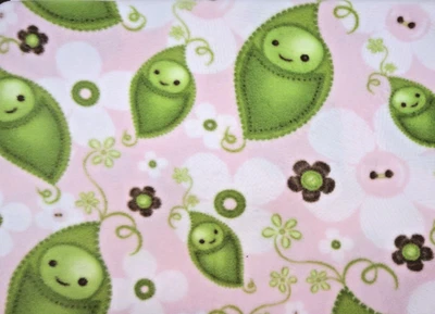 Emma & Mila Snow Peas Coral Flannel Fabric, 39" X 62" piece - Image 1 of 4