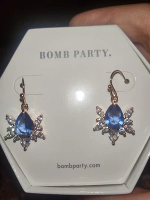 Pendientes Bomb Party, Araña Brillante Zafiro Azul en Oro Rosa RBP2504 Foto 1 de 4