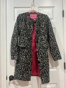 Betsy Johnson Animal Cheetah Print Peacoat. Gray/Black Extra Small - Picture 1 of 22