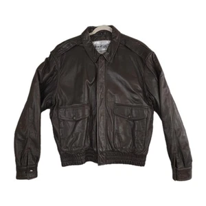 Chaqueta de bombardero aislada de cuero de cordero marrón Sawyer of Napa para hombre talla mediana - Imagen 1 de 17
