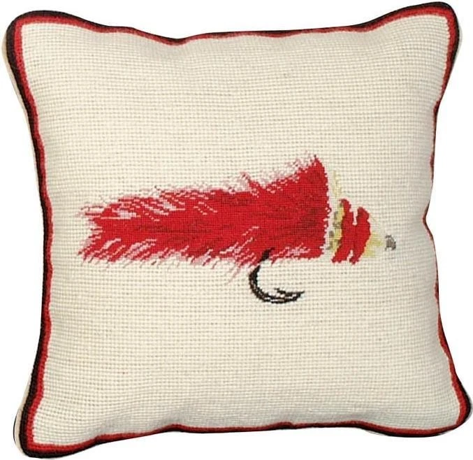 Elegant Diver Fly Needlepoint Pillow 12x12 Rustic Decor - Image 1 of 1