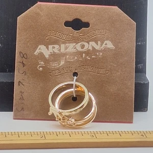 Arizona Jean Co 3 Anillos Tono Dorado Corona Corazón Estrás Talla 7.5 y 8 - Imagen 1 de 5
