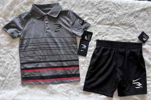 NIKE 3BRAND Little Boy's DRI-FIT Shirt and Shorts Outfit, 2-piece set - Picture 1 of 9