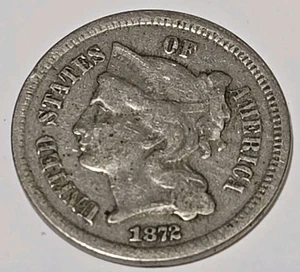 1872 3CN Three Cent Coin 🇺🇸 US Mint [ F Fine ] - Picture 1 of 4