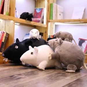 Gosig Ratta Rat Giocattolo Morbido Coccoloso Morbido Peluche Bambola Regalo Nero/Bianco/Grigio - Foto 1 di 10
