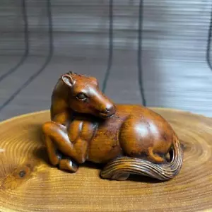 Antique Japanese Wooden Netsuke of Horse 50mm x 60mm - Picture 1 of 6