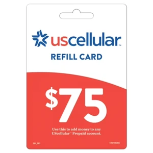 Carte prépayée rechargeable US Cellular prépayée 75 $, AIR TIME PIN / RECHARGE - Photo 1/1