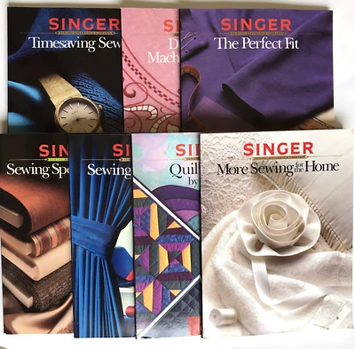 Vtg Singer Sewing Reference Library Books Lot of 7 Instruction How to Tips VG Foto 1 de 4