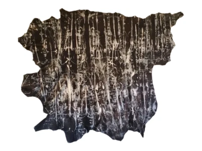 NUEVA Alfombra Grande Piel de Vaca Tapicería Lisa Cuero Negro Plata Metalizado Blanco Teñido Foto 1 de 4