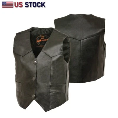 Kid's Traditional Motorcycle Black Toddler Leather Vest Biker Boys SH2011(PLAIN) - Image 1 of 4