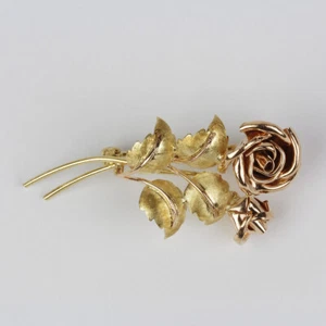 Vintage 14k Yellow and Rose Gold Flower Brooch Pin - Picture 1 of 2