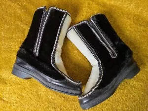 Vintage Snowland Kunstfell Lammfell Winterstiefel schwarz weiß Größe 5 - Bild 1 von 12