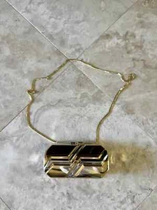 Gold Metal Evening Bag With Chain Used - Picture 1 of 2