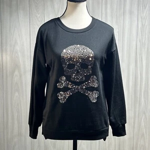 No Boundaries Sequin Skull Sweatshirt Size XS (1) Juniors  - Picture 1 of 9