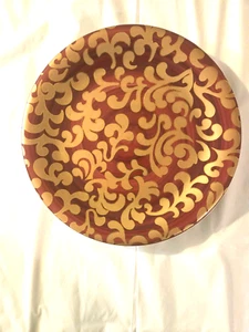 VARM Italy Burgund Gold Schnörkel Salatteller Kiste & Fass 3er Set - Bild 1 von 10