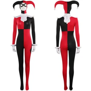 Harley Quinn Cosplay Costume Jumpsuit Headgear Outfits Carnival Halloween Fancy - Bild 1 von 10