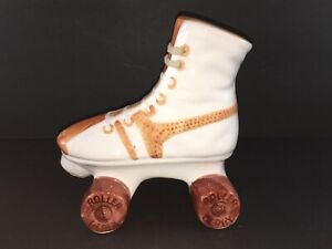 Banc de pièces vintage 1980 Enesco Roller Derby patin orange et blanc 7 pouces de haut