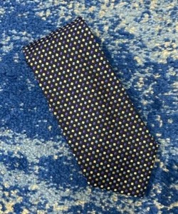 Corbata de seda geométrica cosida a mano Lands' End oro azul platino EE. UU. - Imagen 1 de 4