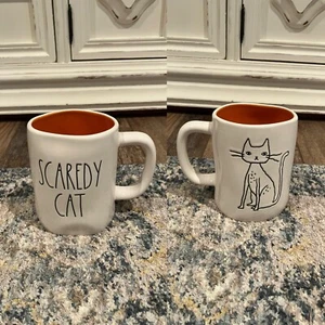 Rae Dunn Halloween scaredy cat double sided mug - Picture 1 of 3
