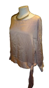 Pure Collection Dusty Pink Satin 100%  Silk Side Tie Blouse Top  Size UK 16💕💕 - Picture 1 of 11