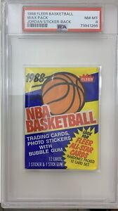 1988 Fleer Basketball Unopened Wax Pack Michael Jordan Sticker PSA 8 NM-Mint