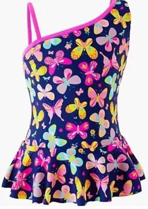 Girls One-Piece Swimsuit, Vivid Butterfly Floral Unicorn Printing Swimwear, 7/8 - Picture 1 of 2